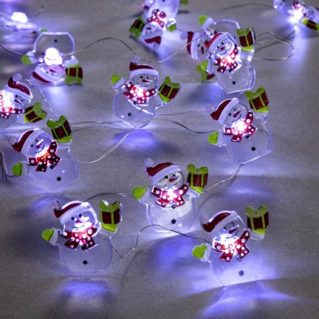 Garland “thread” 2 m Rosa with nozzles “snowman”, ip20, silver thread, 20 LED, white glow, 2 modes, AAX2
