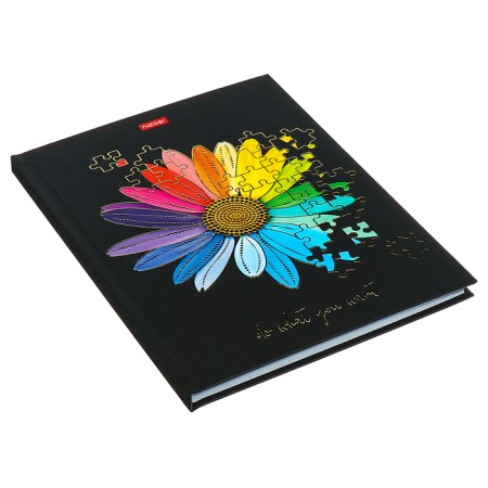 Business notebook in a solid cover A5 80 sheets in the cell "Flower kaleidoscope", matte lamination, 3D foil, 5-color block, block 60 g/m2-1