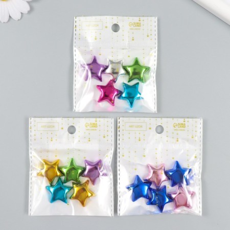 Busina Plastic with the undeveloped hole "Glossy metallic star" mix 2.5x2.5x0.7 cm-4