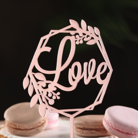 Topper "Love", Flower, Pink Gold, give beautifully-1
