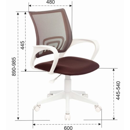 Armchair for operator Brabix Fly MG-396W, white plastic, mesh, brown TW-09A/TW-14C-4