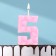 Candle for the cake "ice", the number "5", light pink