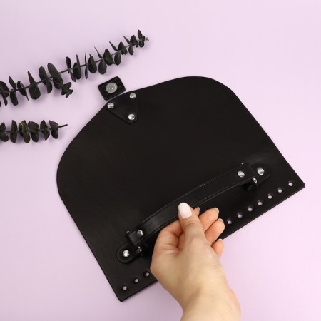 Clap for a bag, with a handle, on a magnetic button, 23 × 21 cm, black/silver color-3