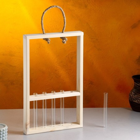 Kashpo wooden 26 × 5 × 40 cm with 5 flasks 15 cm "Extra Slim frame", we give the handle beautifully-5