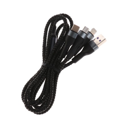 Cable 3 in 1 Perfeo, USB - Microusb/Lightning/Type -C, 3 A, 1.2 m, black-3
