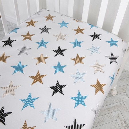 Sheet on the elastic band “Multi -colored stars”, size 60x120 cm-2