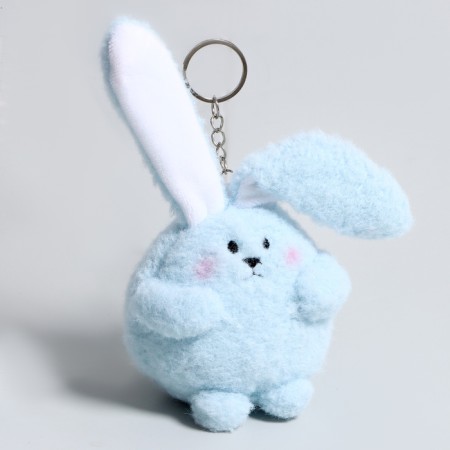 Soft toy "Bunny" on a key fob, 8 cm, blue color-1