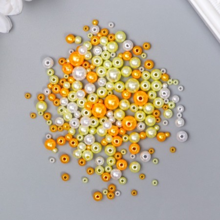 Beads for creativity plastic "Round. Assorted yellow" d = 3-8 mm, set 10 grams
