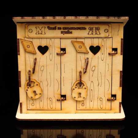 Wooden piggy bank "Double toilet"-2