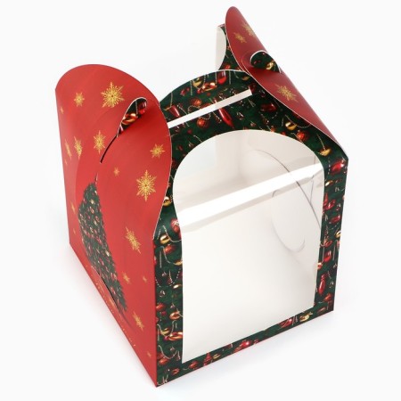 Folding box for a small cake "Luxurious Christmas tree", 15 x 15 x 18 cm, New Year-2