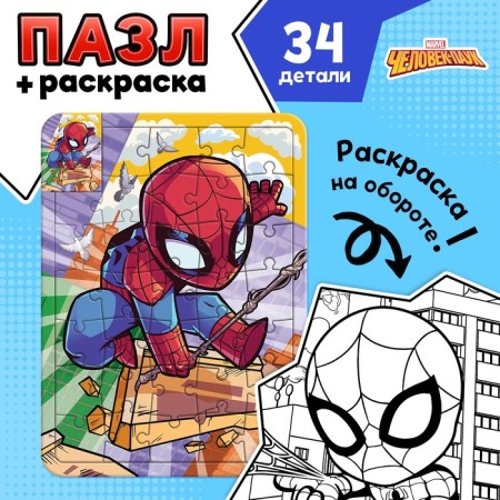 Puzzle coloring "Spider Spider", 34 details