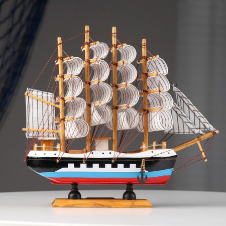 Arkham ship four -masted with white sails, 24*5*23cm-1