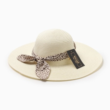 Women's Hat minku "Leopard" Milk color, rr 56-58-4