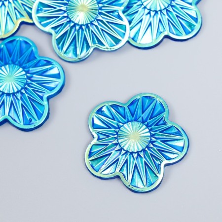 Decor for creativity Plastic "Flower" Holography blue set 6 pcs 3.5x3.5 cm