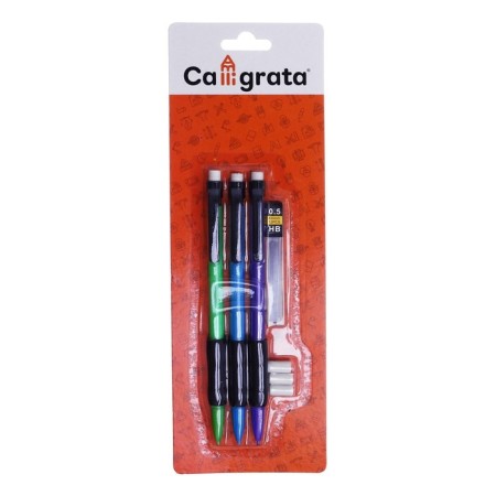 A set of automatic pencils 0.5 mm 3 pieces+stamps 0.5mm+3 pcs., Eraser-2