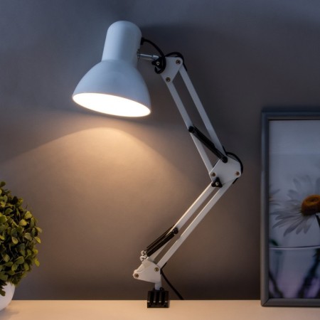 Desktop lamp E27, h = 55 cm, hinged, on the clamp (220V) white Risalux-1