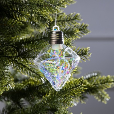 Fir -tree ball "Frosty crystal", batteries, 1 LED, glow warm white-3