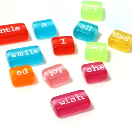 Acrylic bead "English words" mix, set 10 g, color bright mix-1
