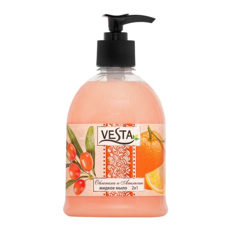 Vesta 2 liquid soap in 1 sea buckthorn and orange, 500 ml