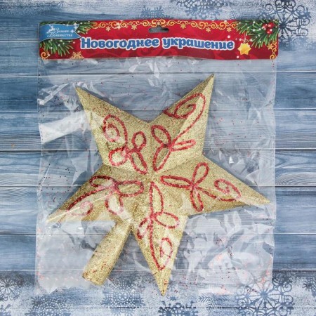 Top "Star" red patterns, 22x23 cm, red-gold-1