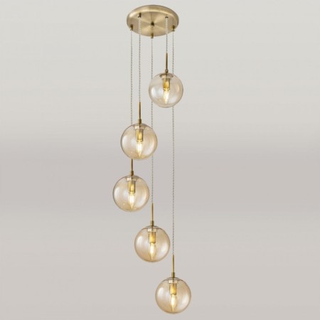 Suspended lamp Citilux "Tommy" CL102053, 36x36x56 cm, 5x40W, E14, brown color-5