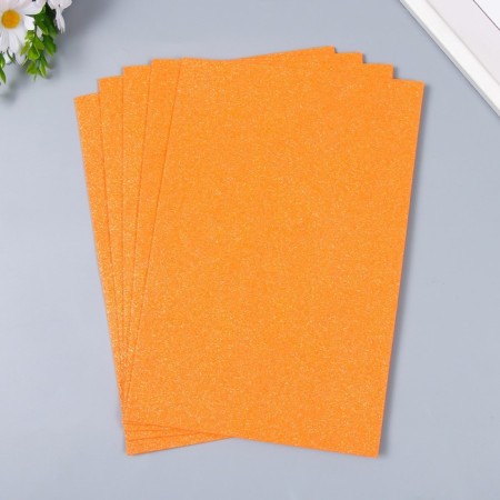 Foamiran "neon shine - orange" 2 mm format A4 (set of 5 sheets)-1