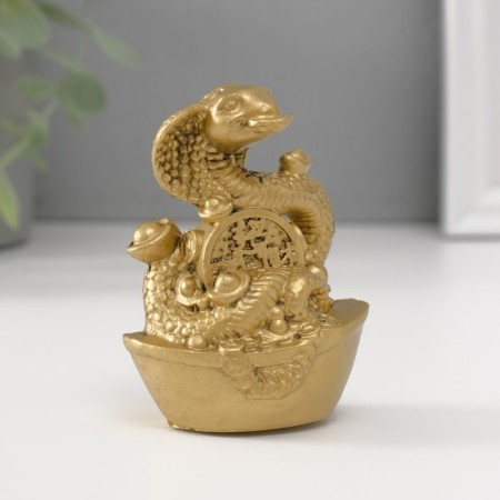 NECKE Polystone "Cobra on a ingot of iambic with a Chinese coin" for bronze 4x5.7x7.5 cm