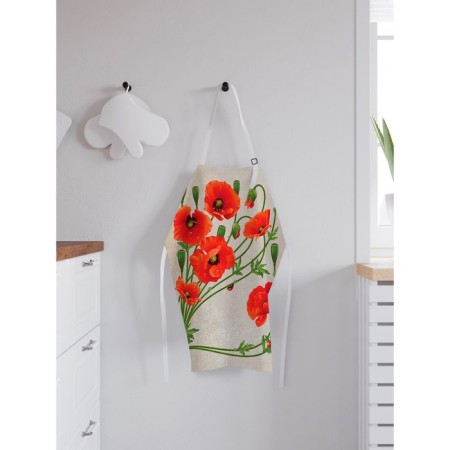 Apron kitchen with a photo print "Bouquet of poppies", adjustable, size OS-1