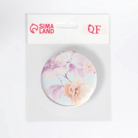 Folding mirror "flowers", D 7.5 cm, with an increase, artificial leather, MIX drawing-5