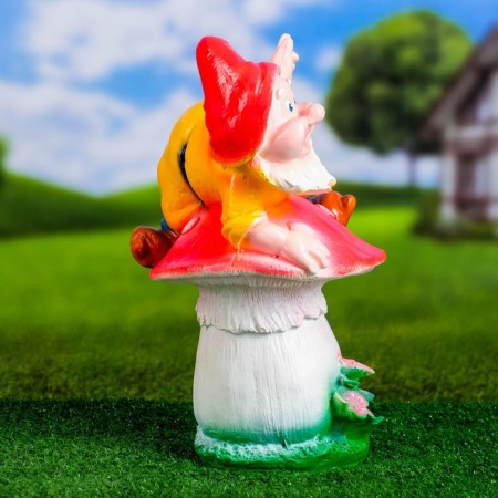 Garden figure "Dwarf on fly agaric" 36x22x23cm-1