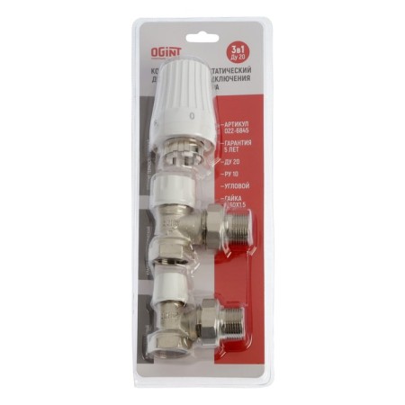 The thermostatic OGINT set, for the radiator, 3B1, corner, 3/4 ", PN10, M30x1.5, 6-28 ° C