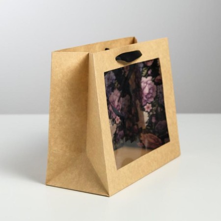 Gift Crafts with a plastic window, packaging, Flowers, 24 x 20 x 11cm-1