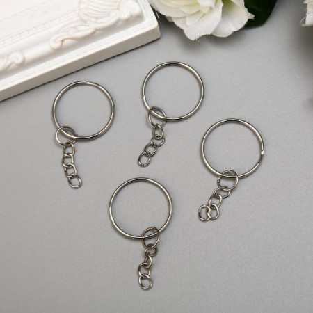 The base for the key fob Ring metal with a silver chain 2.4x2.4 cm