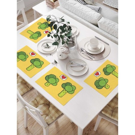 Set of napkins for setting the table "Broccoli in love", rectangular, size 32x46 cm, 4 pcs