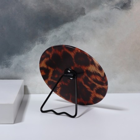 Mirror Nast-Buns Circle (1) b/took Animal D15.5/15.8*16cm metal/leatherette leopard K/box QF-3