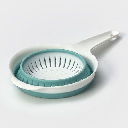 Folding colander with a flex handle, 1.3 l, 35.5 × 19 × 10.7 cm, sea wave color-6