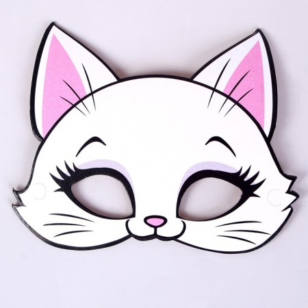 A set of paper dishes with masks "cat": 6 plates, 6 glasses, 6 masks-4