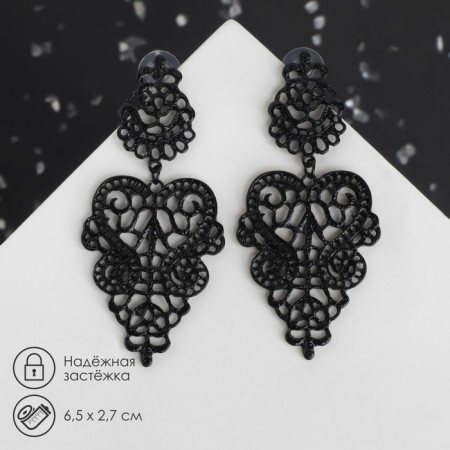 Earrings Metal "chandeliers" Monelia, black color