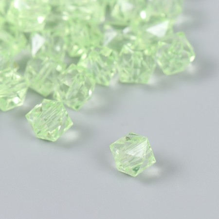 Plastic beads "Crystal polyhedron. Pale green" Transparent set of 20 g 1x1x1 cm
