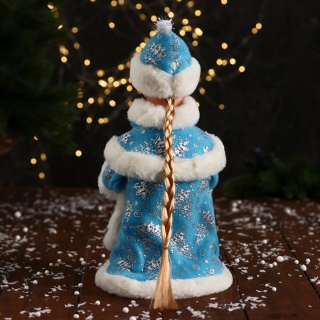 Snow Maiden "Fluffy fur coat with a bow and a flashlight" moves, 30x14 cm, blue-2