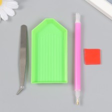 A set of tools for working with rhinestones and beads - stand, tool, tweezers, matches