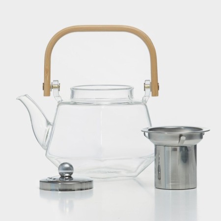 Glass teapot with a bamboo cover and metal sieve "Octan", 800 ml-3