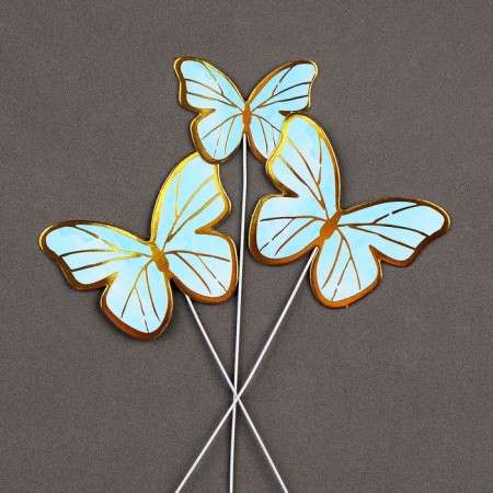 Set for decorating the cake "Butterflies" 11 pcs., Blue color