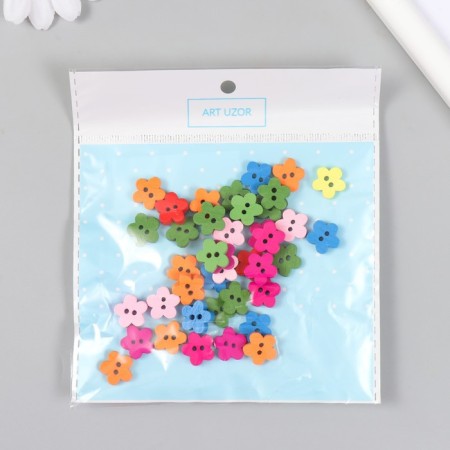 Buttons wood for creativity 2 punctures "flowers" set 40 pcs 1.1x1.1 cm-5