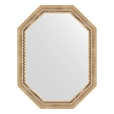 Mirror in the baguette frame, aged silver with weaving 70 mm, 63x83 cm