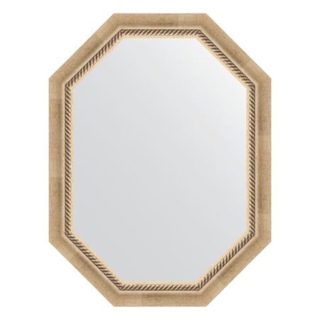 Mirror in the baguette frame, aged silver with weaving 70 mm, 63x83 cm