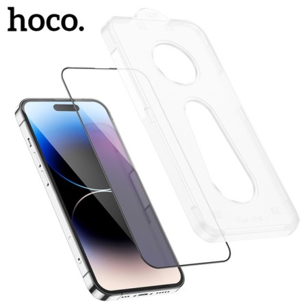 Hoco protective glass for iPhone 14 Pro, with a frame for installation, full glue, 0.33 mm, 9h-2