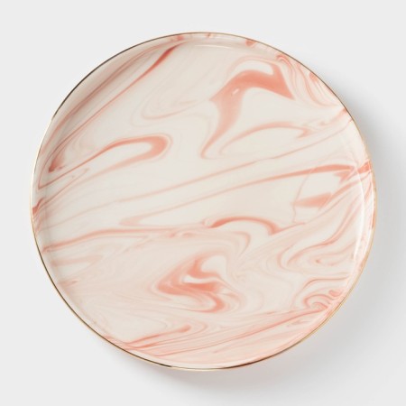 Ceramic lunch plate "Marble", D = 25 cm, pink color