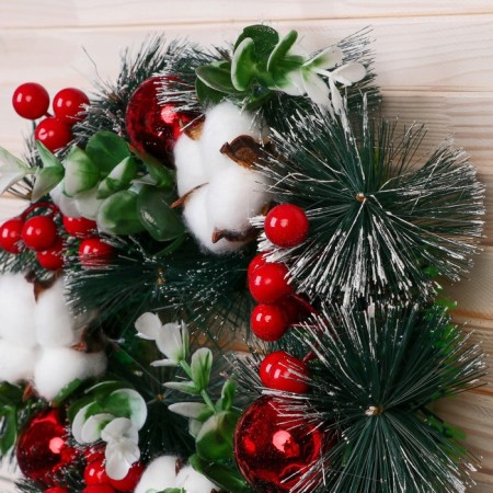 New Year's wreath d- 20 cm "Cozy fairy tale" Cotton berries-1