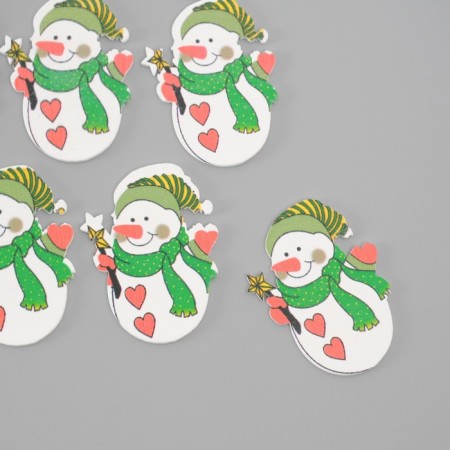 Decor for creativity tree "Snowmen with hearts" set of 10 pcs 4.5x3.2 cm-2